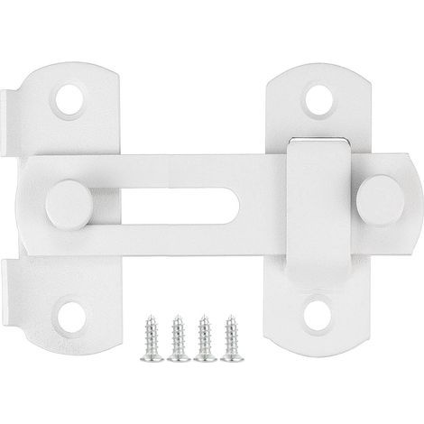Sliding door lock with deadbolt and screws for doors, windows, cupboards and gardens, stainless steel, white (1/5)
