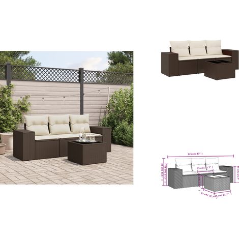 4-tlg. Garten-Sofagarnitur mit Kissen Braun Poly Rattan - Garten Sofagarnitur - Garten Sofagarnituren - Outdoor Sofagarnitur - Sofagarnitur Terrasse (1/3)