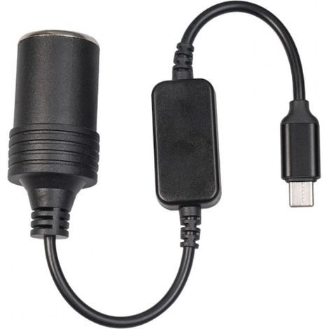 1 Câble adaptateur USB-C vers prise allume-cigare 12V, 54cm, noir, pour voiture, camping-car, moto (1/5)