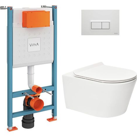 Vitra  Bastidor  V-Fix Core + SAT Brevis WC sin brida + Placa, Blanco alto brillo (V-FixBrevis-1)