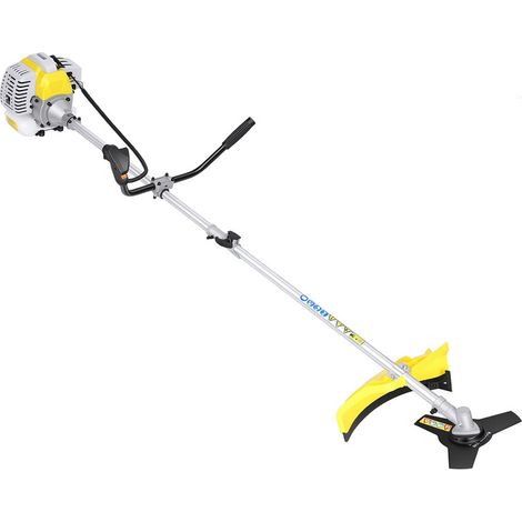 WILITTO Tondeuse à gazon à essence - Tondeuse à essence portable multifonction 2 en 1 - 52CC, 3CV, 8500 tr/min - terrain agricole usage domestique - deux temps - 180×25×25cm - Jaune (1/5)