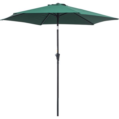 Parasol pliant , parasol de jardin, parasol de marché à manivelle, aluminium, 180 cm, polyester, vert foncé, Ø 2,6 x 2,35 m