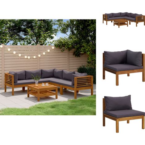 Gartenmöbel-Sets - Living 6-tlg. Garten-Lounge-Set mit Auflage Massivholz Akazie (1/5)
