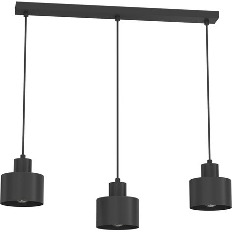 Suspension 3xE27 noire cylindrique Parkla Luminex en acier, 15 W, intérieur (1/5)