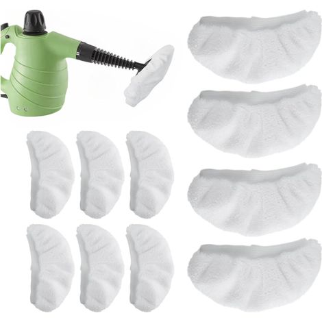 10 Pièces Chiffons éponge Réutilisables pour Nettoyeur Vapeur - Compatible avec les Nettoyeurs à Vapeur Portables universels 39N7V, 39N7A, PURSTEAM, Blanc (1/5)