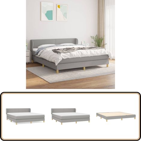 Boxspringbett mit Matratze Hellgrau 160x200 cm Stoff - Boxspringbett - Doppelbett - Bettenrahmen - Schlafsystem - Lattenrost