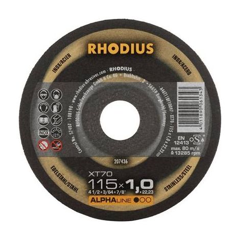 DISQUE À TRONÇONNER DROIT RHODIUS XT70 BOX 208225 115 MM 22.23 MM 10 PC(S) (1/7)