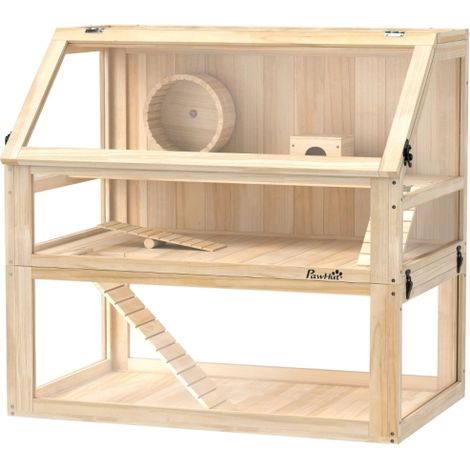 Hamsterkäfig aus Holz 3 Etagen Nagarium Nagerkäfig mit klappbarem Deckel Laufrad 80 x 50 x 76 cm Naturholz
On-Site