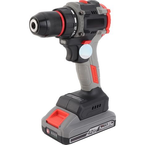 Perceuse visseuse sans fil 21V avec 2 batteries et chargeur couple 55N.M 20+1 réglages 2 vitesses variateur foret embout lampe LED coffret outillage (1/5)