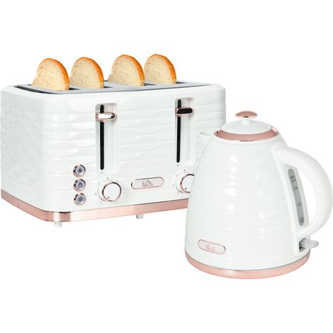 2-in-1 Toaster- und Wasserkocher-Set, 7 Bräunungsstufen, Auftau- und Aufwärmfunktion, Cremeweiß