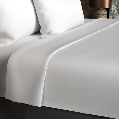 Drap plat en coton 57 fils 180x290 cm UNI blanc, par Soleil d'ocre