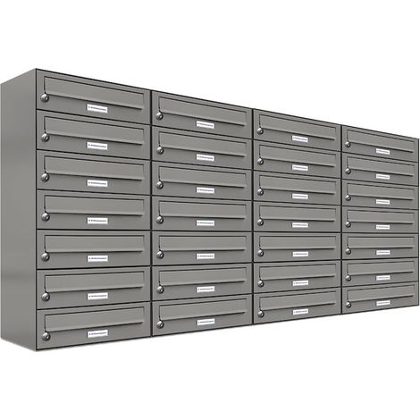28er Premium Briefkasten Aluminiumgrau RAL Farbe 9007 für Außen Wand Postkasten (1/5)