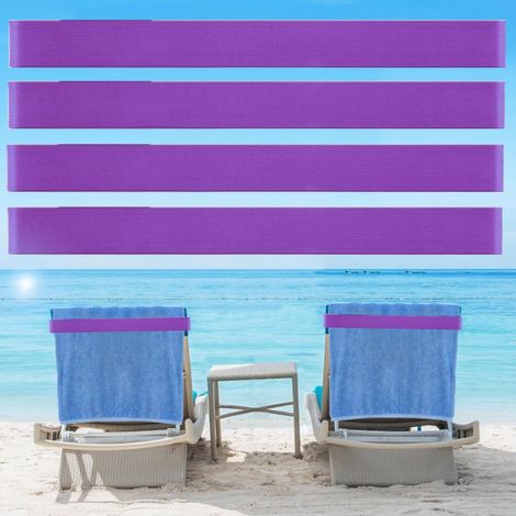 Anneaux porte-serviettes de plage (5 pièces), accessoires pour chaises de plage, chaises de piscine et croisière, porte-serviettes (violet) (1/5)