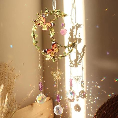 Attrape-Soleils en Cristal,Pendentif Prisme Attrape-Soleil en Cristal Coloré,Suncatcher Pendentif,pour jardin,maison,voiture