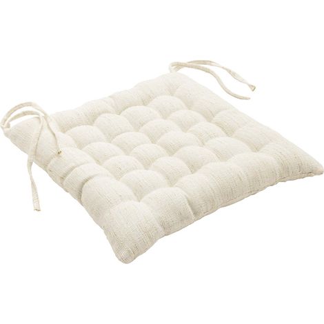 Galette de Chaise Effet Lin Tissé "Nando" 38x38cm Naturel (1/5)