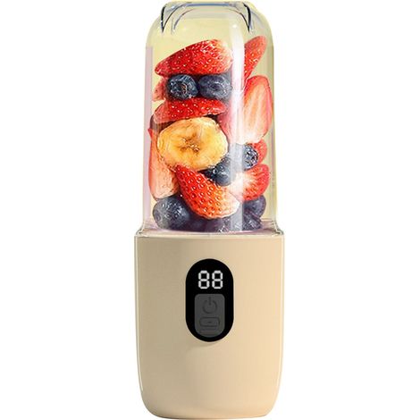 Blender portable 40 W 500 ml 20 800 tr/min rechargeable USB, mini-extracteur de jus de voyage, mixeur à fruits pour la salle de sport, la maison et le bureau, abricot (1/5)