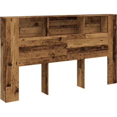 Armoire de tête de lit à bibliothèque vintage 180 x 18,5 x 102,5 cm avec rangement pratique ambiance cosy en bois d'ingénierie vieux bois (1/5)