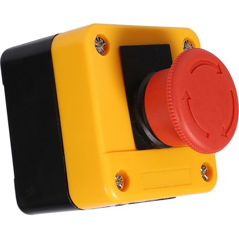 Stück 660V 10A Not-Aus-Pilz-Druckknopfschalter mit rotem Schild und Kunststoffgehäuse, neu (1/5)
