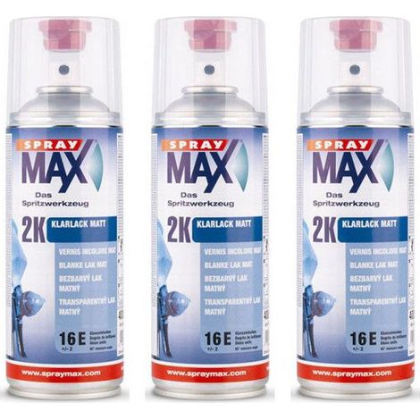 Lot de 3 bombes de vernis de finition - Automobile - Mat - 2K Spray max - 400ml
