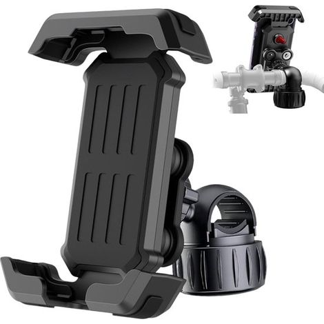 Soporte giratorio de 360° para teléfono móvil de motocicleta con doble sistema de amortiguación de vibraciones para el manillar. (1/5)