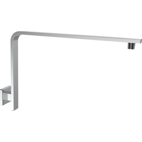 Bras douche col cygne surélevé 16 pouces - Laiton massif chrome poli - 1/2 NPT - Rallonge murale (1/5)