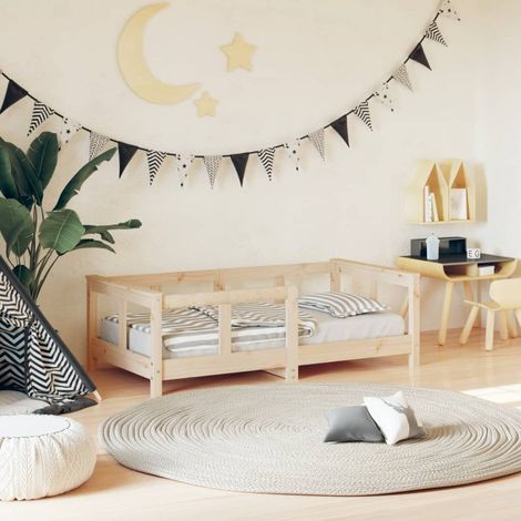 Vidaxl – Cadre de lit enfant 70x140 cm – Bois de pin massif – Lattes robustes pour soutien – Design bas pour accès facile (1/6)