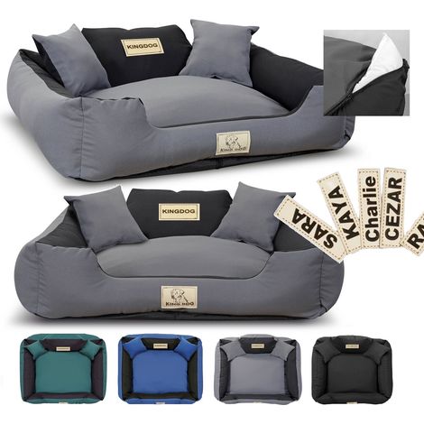 Cuccia/recinto per cani, KINGDOG MM43, 100x75 cm, personalizzabile, sfoderabile, antiscivolo, grigio scuro