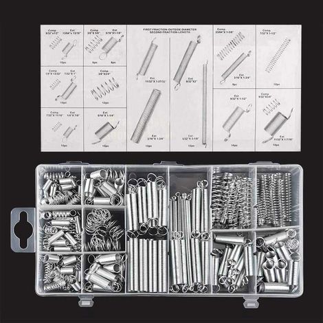 200 pièces Assortiment de ressorts Ressorts de traction Divers petits ressorts d'extension et de compression avec boîte de rangement