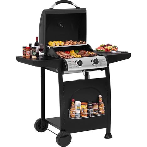 Royal Gourmet-Barbecue à gaz propane-2 brûleurs en inox- Surface de Cuisson 46 X 41,5 cm-Panier avant- 6 kW (1/5)