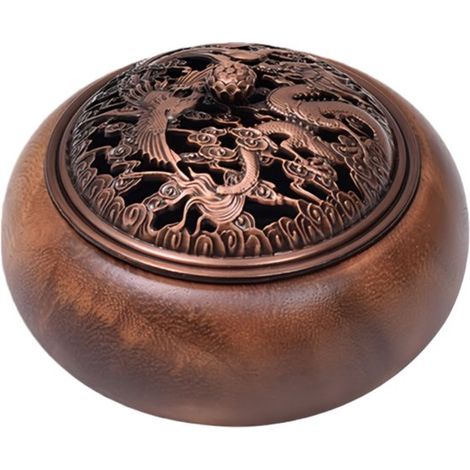 pièce - Diffuseur Aroma - Rond - Boîte d'encens ajourée - Décoration pour la maison/salon de thé - Bois de noyer - 106,5 cm - Couleur de l'image (1/5)