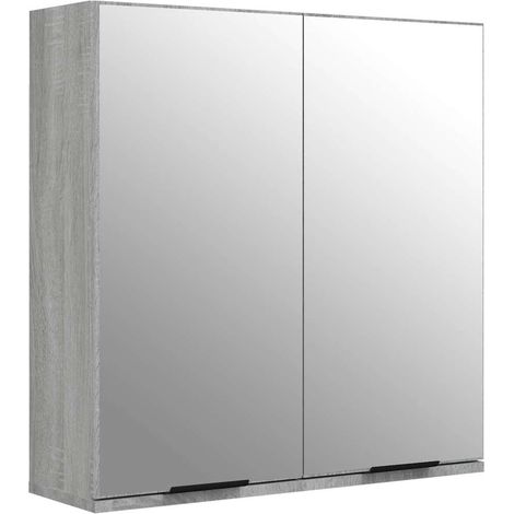 Armadietto a Specchio da Bagno Mobile da Bagno Grigio Sonoma 64x20x67 cm (1/5)