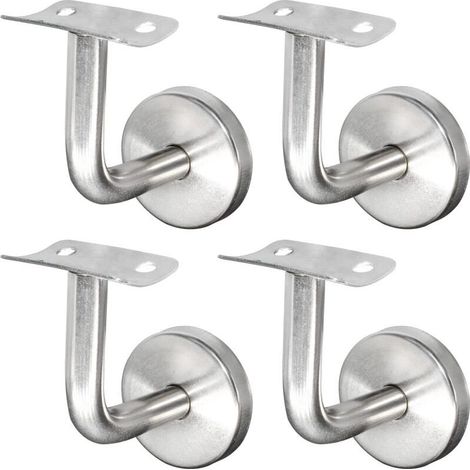 Support Main Courante Inox 304 pour Rampe Escalier Support Mural Rampe Bois Argent (4 Pièces) NPTERBL (1/4)