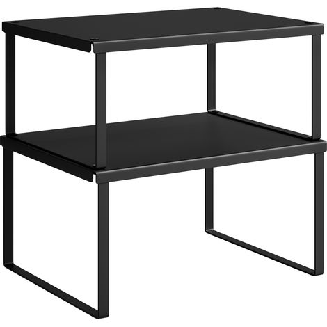 WOLTU Lot de 2 Étagère à Épices en Métal, Rangement Épices Cuisine empilables, Grand-22x30x15cm, Petit-21x30x13cm, Noir (1/5)