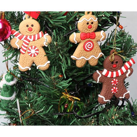 Lot de 12 décorations bonhomme en pain d'épice, figurines PVC, ornements sapin de Noël, fêtes (1/5)