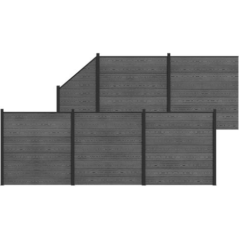 Fence Panel 6 pcs WPC and Aluminium Grey vidaXL