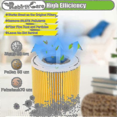 Filtro de cartucho (paquete de 2) para aspiradora Karcher - Repuesto para Wd3, Wd2, etc. (N.º de pieza 6.414-552.0/6414552) Edición 0620 (1/4)