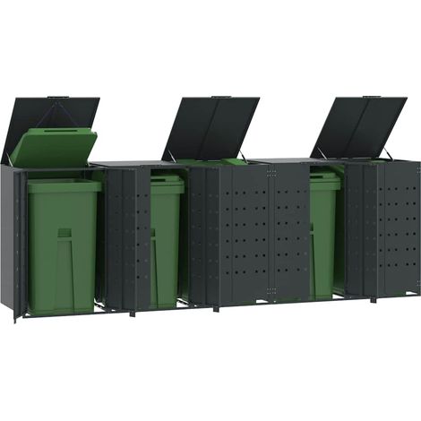 Mülltonnenbox für 5 Tonnen Anthrazit 345x79x117 cm Stahl