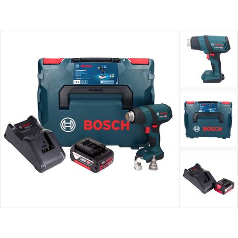 Bosch GHG 18V-50 Soffiatore d'aria calda professionale a batteria 18 V 300° C / 500° C + 1x batteria ricaricabile 4,0 Ah + caricatore + L-Boxx