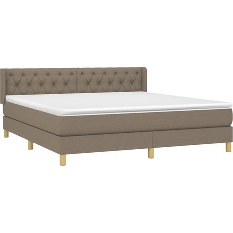 vidaXL Sommier à lattes de lit avec matelas Taupe 160x200 cm Tissu (1/5)