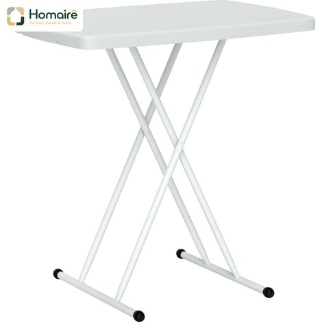 HOMAIRE Beistelltisch Garten höhenverstellbar klappbar rechteckig für Outdoor Indoor Balkon Terrasse Weiß