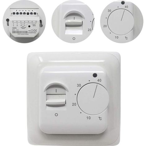 Manuel Thermostat d'ambiance Chauffage au Sol Electrique avec sonde AC 220V 16A, Régulateur de Thermostat Plancher Chauffant Mécanique [Classe énergétique A+++] (1/5)