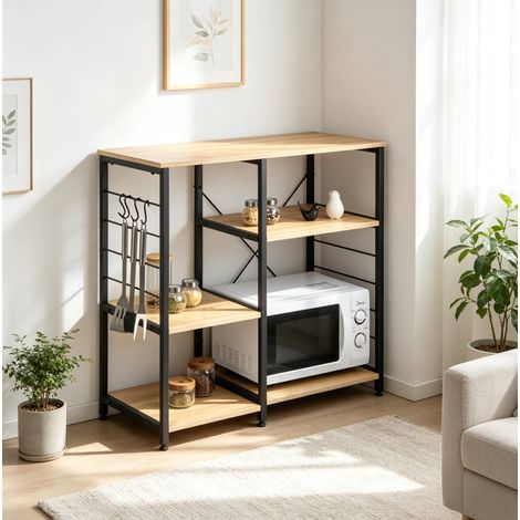 Küchenregal für Mikrowelle mit 5 Ablagen, 90 x 40 x 83,5 cm, Metall und Holz HAVRYA (1/5)