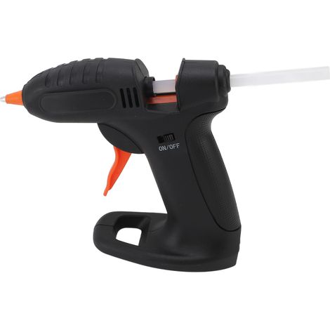 Pistolet à colle thermofusible noir sans fil USB rechargeable 3.7V chauffage rapide pour bricolage et réparation avec 30 bâtons colle 7mm (1/5)