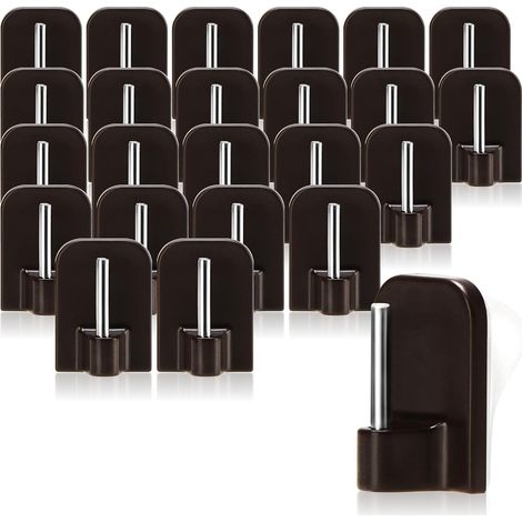 24x Gardinenhaken selbstklebend geeignet für Vitragestangen, Braun (1/5)
