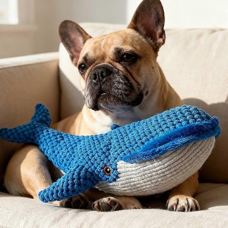 Interaktives Walspielzeug für Hunde Realistisches Design, doppellagiges, verstärktes weiches Gewebe, sicher zum Zahnen, geruchloser, quietschender Airbag, geeignet für alle Br (1/5)