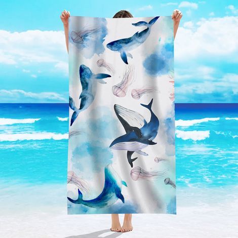 Serviette de plage 70x150 cm, serviette de plage simple face en velours, serviette de bain en microfibre, absorbant la transpiration, protection solaire, série absorbant l'eau (1/4)