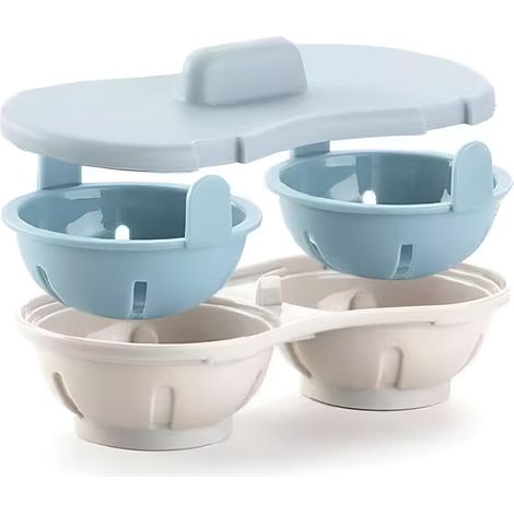 Pocheuses à œufs Micro-ondes, Moule à œufs Sans-BPA, Chaudière à œufs, Cuiseur à Vapeur Micro-ondes à œufs, Double Tasse en Polypropylène avec Fermeture (1/5)