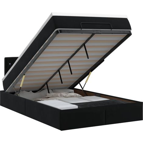 vidaXL Cama otomana con colchón Negro 120 x 200 cm Terciopelo (1/5)