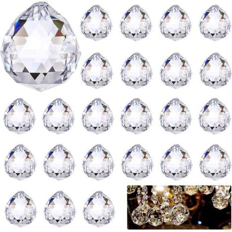 Prisme Cristal 24 Pièces - 20 mm Suncatcher Boule pour Lustre Attrape Soleil Décoration Fenêtre Cuneary (1/5)