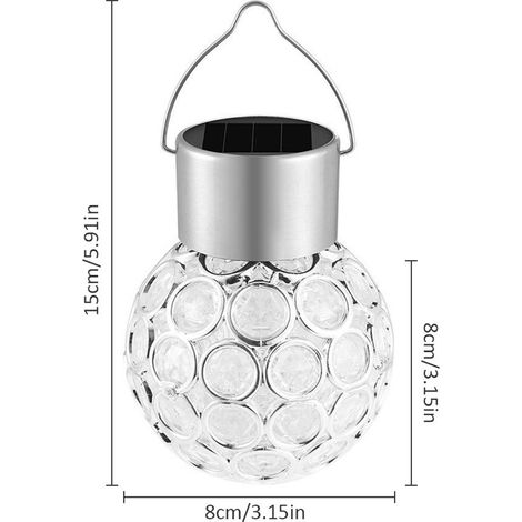 Guirlande lumineuse solaire boule creuse multicolore petit lustre suspendu décoratif en acier inoxydable et PVC (1/3)
